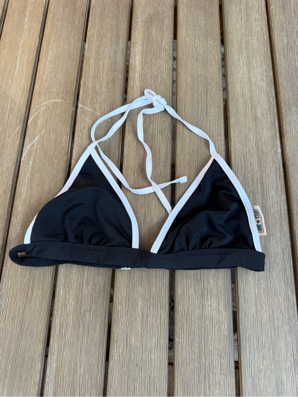 Converse One Star Black & White Triangle Bikini Top Women's Large Halter Swim